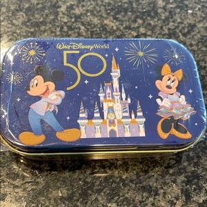 Disney Blue and Gold 50th Anniversary Tin Box with peppermints!